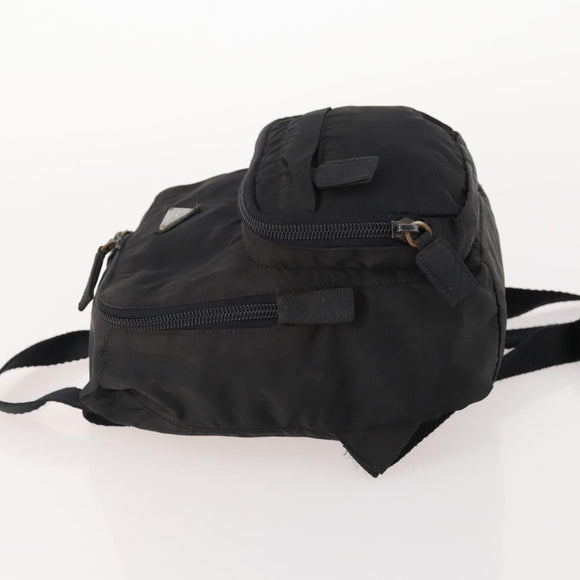 PRADA Backpack Nylon Black Silver Auth YKZ299