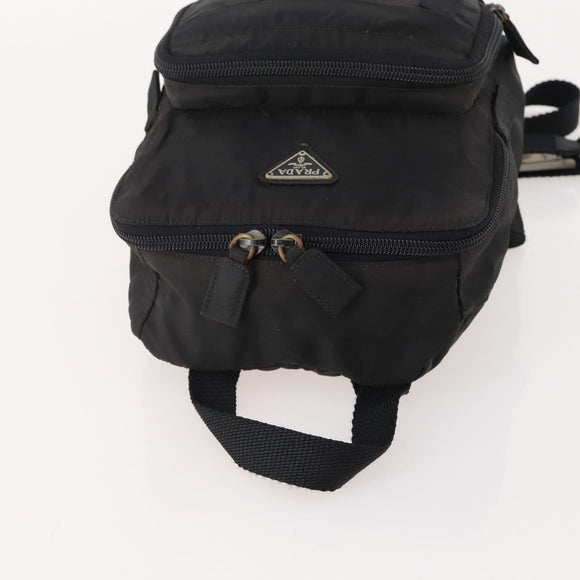 PRADA Backpack Nylon Black Silver Auth YKZ299