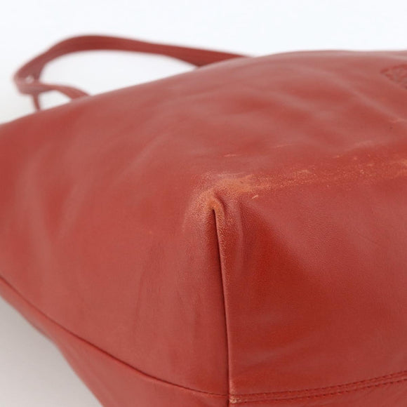 LOEWE Anagram Tote Bag Leather Red Silver Auth YKZ302