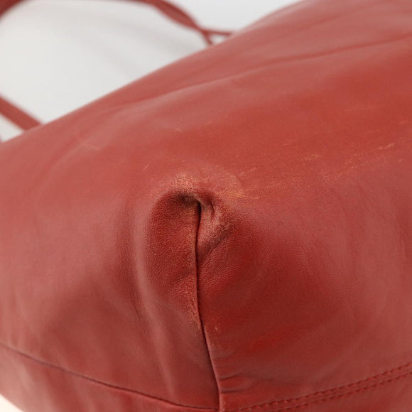 LOEWE Anagram Tote Bag Leather Red Silver Auth YKZ302