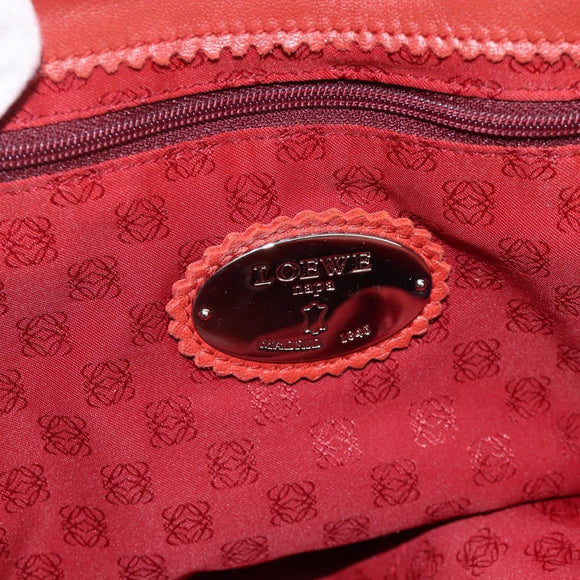 LOEWE Anagram Tote Bag Leather Red Silver Auth YKZ302