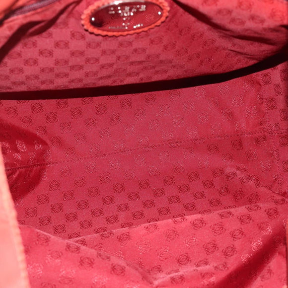 LOEWE Anagram Tote Bag Leather Red Silver Auth YKZ302
