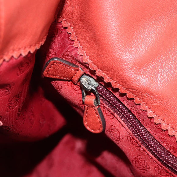 LOEWE Anagram Tote Bag Leather Red Silver Auth YKZ302