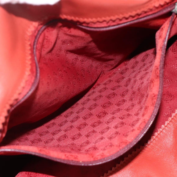 LOEWE Anagram Tote Bag Leather Red Silver Auth YKZ302