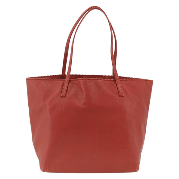 LOEWE Anagram Tote Bag Leather Red Silver Auth YKZ302