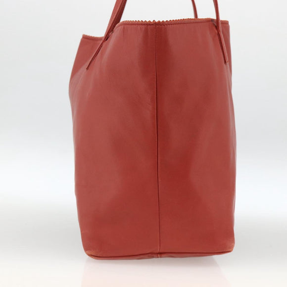 LOEWE Anagram Tote Bag Leather Red Silver Auth YKZ302
