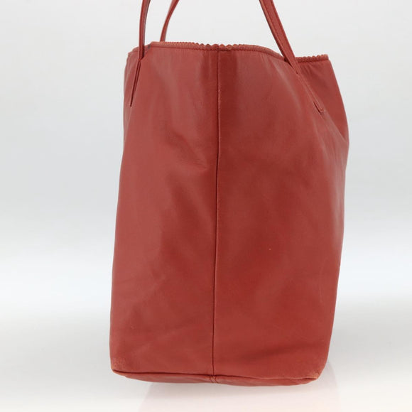LOEWE Anagram Tote Bag Leather Red Silver Auth YKZ302