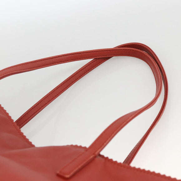 LOEWE Anagram Tote Bag Leather Red Silver Auth YKZ302
