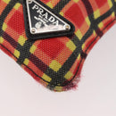 PRADA Shoulder Bag Coated Canvas Red Silver Auth YKZ305A-11
