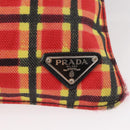 PRADA Shoulder Bag Coated Canvas Red Silver Auth YKZ305A-14
