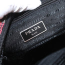 PRADA Shoulder Bag Coated Canvas Red Silver Auth YKZ305A-17