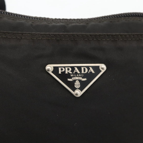 PRADA Shoulder Bag Nylon Black Silver Auth YKZ307
