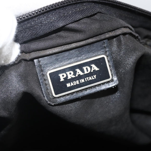 PRADA Shoulder Bag Nylon Black Silver Auth YKZ307