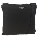 PRADA Shoulder Bag Nylon Black Silver Auth YKZ307-1