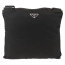 PRADA Shoulder Bag Nylon Black Silver Auth YKZ307-13