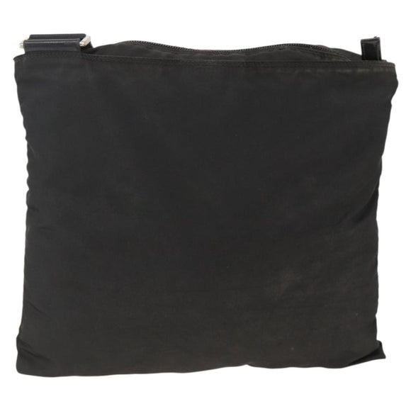 PRADA Shoulder Bag Nylon Black Silver Auth YKZ307