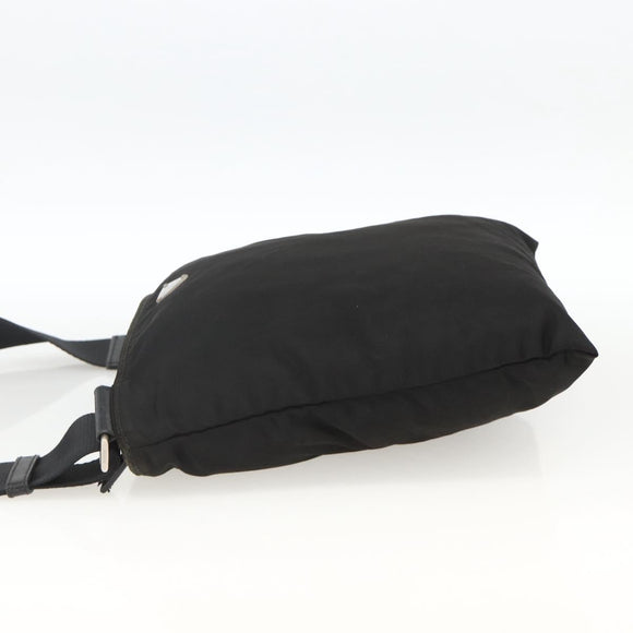 PRADA Shoulder Bag Nylon Black Silver Auth YKZ307