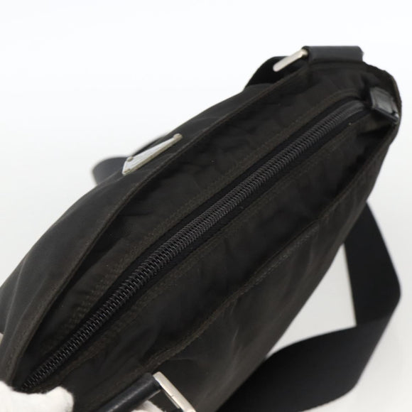 PRADA Shoulder Bag Nylon Black Silver Auth YKZ307