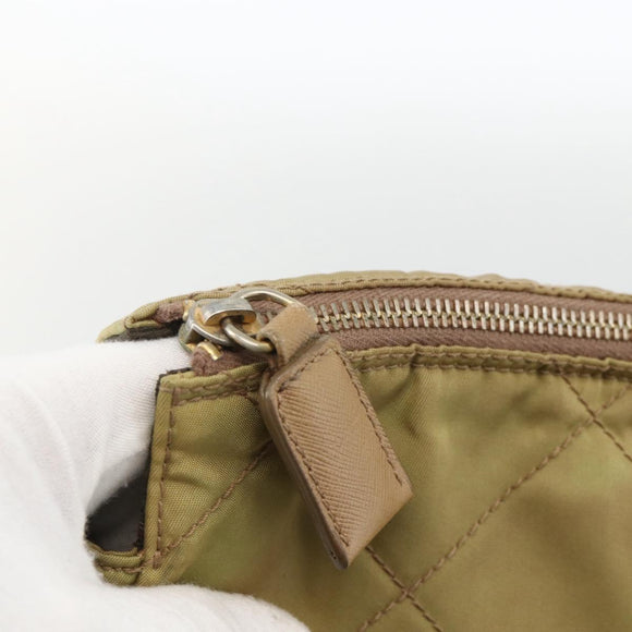 PRADA Chain Shoulder Bag Nylon Green Gold Auth YKZ308