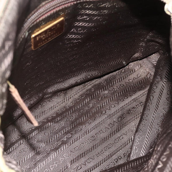 PRADA Chain Shoulder Bag Nylon Green Gold Auth YKZ308