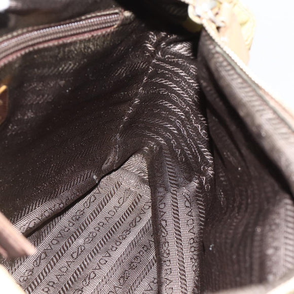 PRADA Chain Shoulder Bag Nylon Green Gold Auth YKZ308