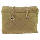 PRADA Chain Shoulder Bag Nylon Green Gold Auth YKZ308-2