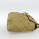PRADA Chain Shoulder Bag Nylon Green Gold Auth YKZ308-4