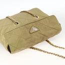 PRADA Chain Shoulder Bag Nylon Green Gold Auth YKZ308-6