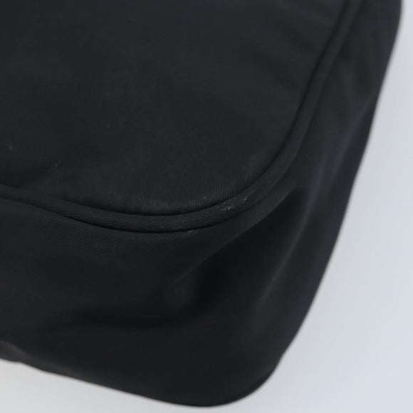 PRADA Hand Pouch Bag Nylon Black Silver Auth YKZ309