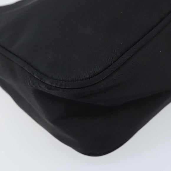 PRADA Hand Pouch Bag Nylon Black Silver Auth YKZ309