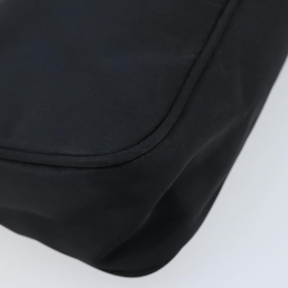 PRADA Hand Pouch Bag Nylon Black Silver Auth YKZ309
