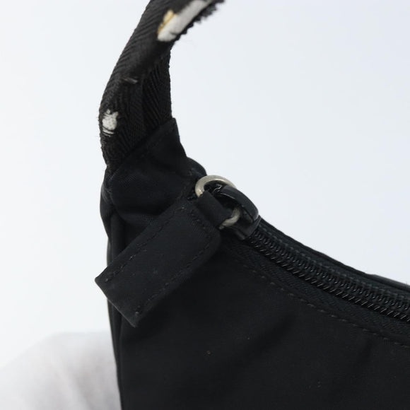 PRADA Hand Pouch Bag Nylon Black Silver Auth YKZ309