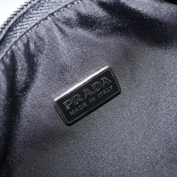 PRADA Hand Pouch Bag Nylon Black Silver Auth YKZ309