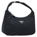 PRADA Hand Pouch Bag Nylon Black Silver Auth YKZ309-1