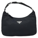 PRADA Hand Pouch Bag Nylon Black Silver Auth YKZ309-13