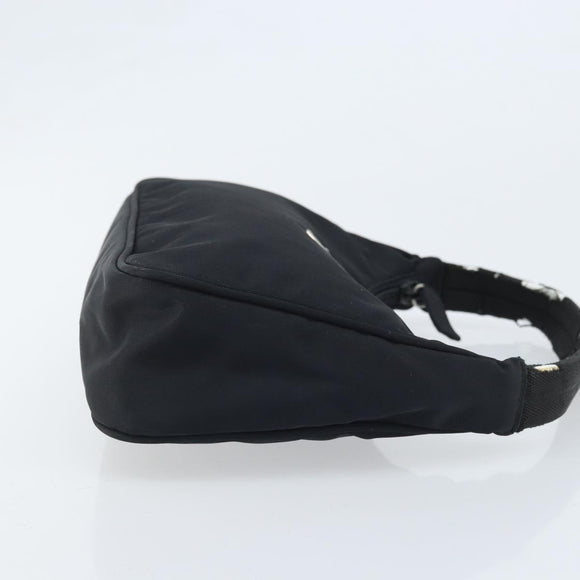 PRADA Hand Pouch Bag Nylon Black Silver Auth YKZ309