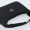 PRADA Hand Pouch Bag Nylon Black Silver Auth YKZ309-6