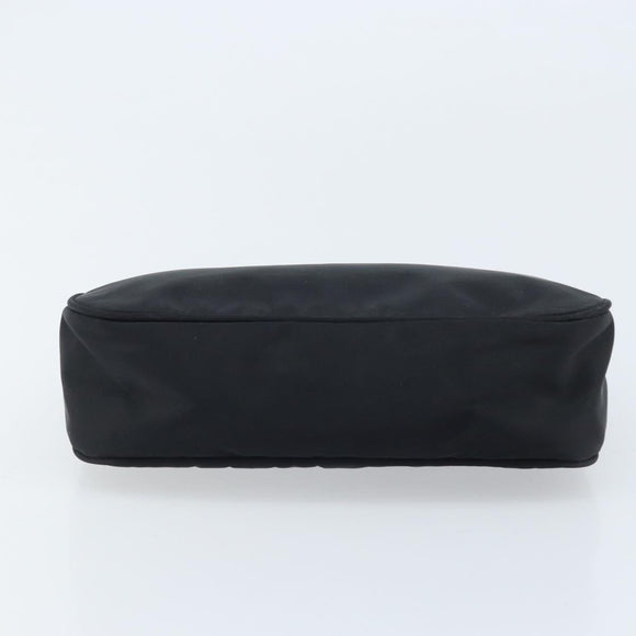 PRADA Hand Pouch Bag Nylon Black Silver Auth YKZ309