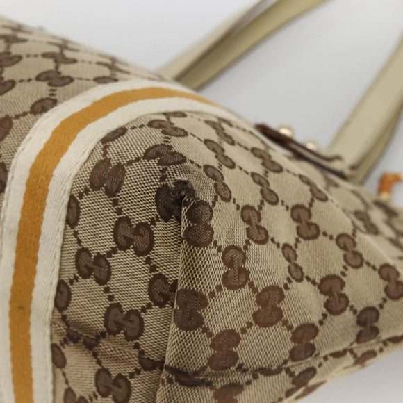 GUCCI GG Canvas Sherry Line Tote Bag Beige Gold 137396 Auth YKZ311
