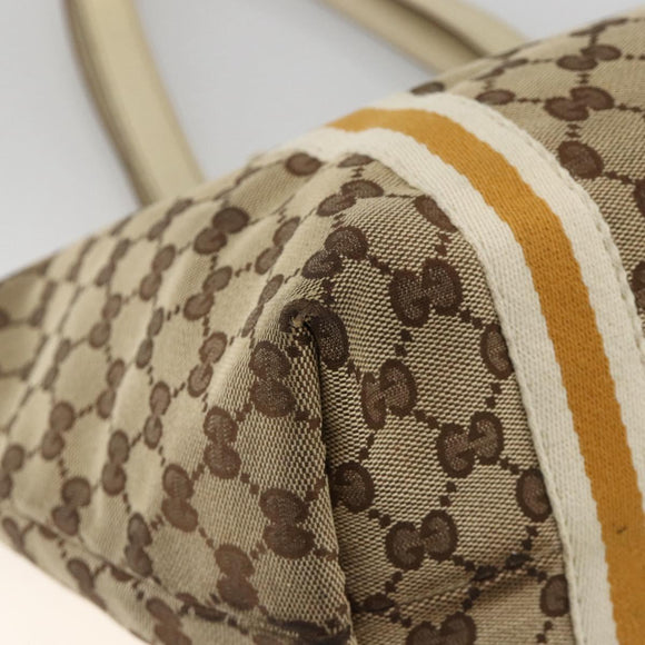 GUCCI GG Canvas Sherry Line Tote Bag Beige Gold 137396 Auth YKZ311