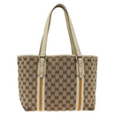 GUCCI GG Canvas Sherry Line Tote Bag Beige Gold 137396 Auth YKZ311-2