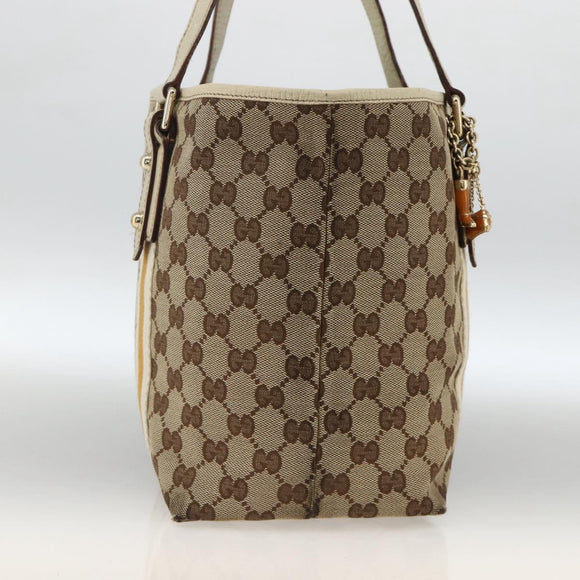 GUCCI GG Canvas Sherry Line Tote Bag Beige Gold 137396 Auth YKZ311