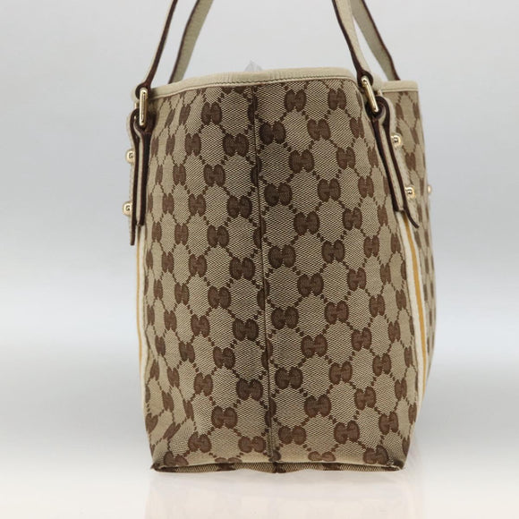 GUCCI GG Canvas Sherry Line Tote Bag Beige Gold 137396 Auth YKZ311