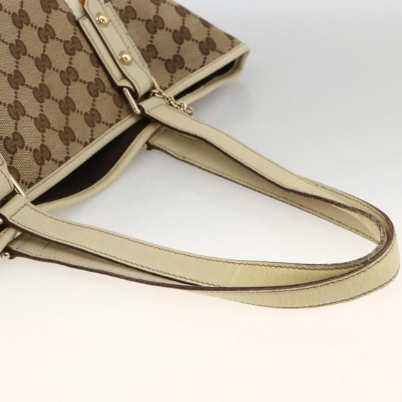 GUCCI GG Canvas Sherry Line Tote Bag Beige Gold 137396 Auth YKZ311
