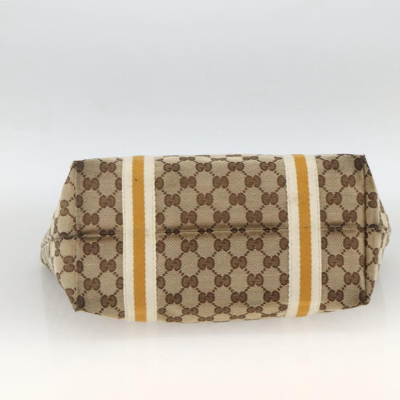 GUCCI GG Canvas Sherry Line Tote Bag Beige Gold 137396 Auth YKZ311