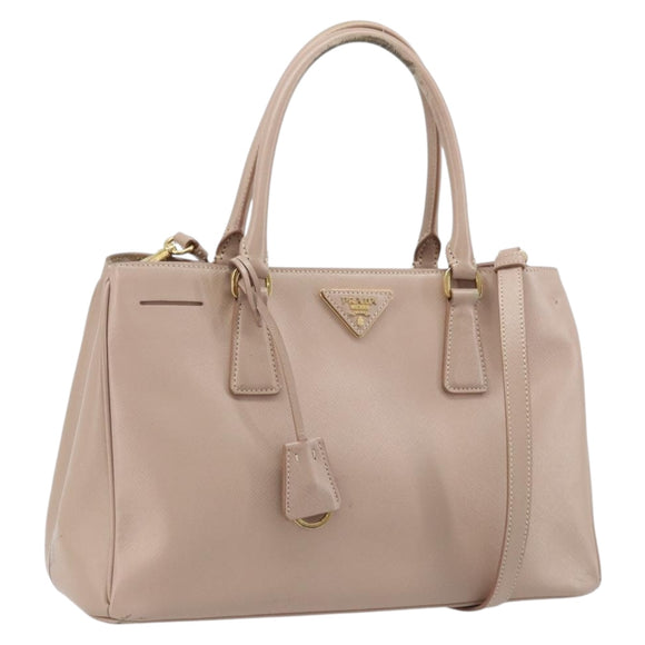 PRADA Galleria Hand Bag Safiano leather 2way Pink Gold Auth YKZ312
