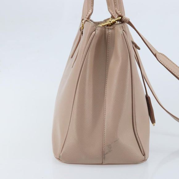 PRADA Galleria Hand Bag Safiano leather 2way Pink Gold Auth YKZ312