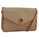 CELINE Macadam Canvas Shoulder Bag PVC Beige Gold Auth YKZ313A-1
