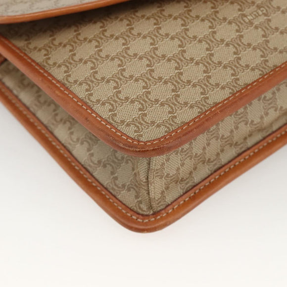 CELINE Macadam Canvas Shoulder Bag PVC Beige Gold Auth YKZ313A