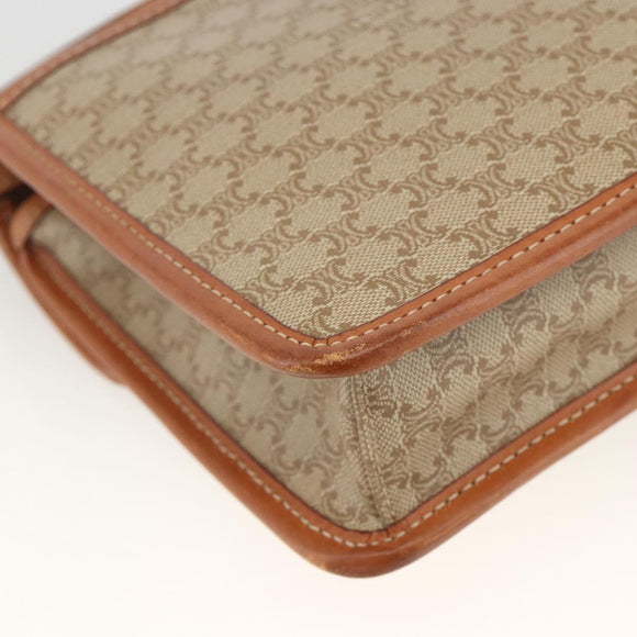 CELINE Macadam Canvas Shoulder Bag PVC Beige Gold Auth YKZ313A